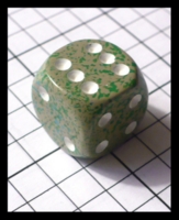 Dice : Dice - 6D Pipped - Green and Olive Speckle with White Pips - FA collection buy Dec 2010